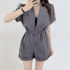 Button-Up DrawString Utility Jumpsuit