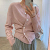 Designer Asymmetrical V-Neck Soft Knit Cardigan