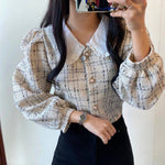 Tweed Blouse with Peter Pan Collar