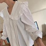 Babydoll Pleated Blouse with Oversized Collar