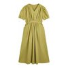 Matcha Green / Beige V-Neck Belted Dress with Pockets