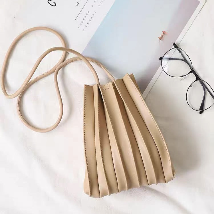 Pleated Soft Vegan Leather Crossbody Mini Bag