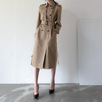 Long Double-Breasted Trench Coat