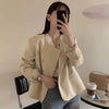 Round Neck Collarless Jacket with Side Buttons