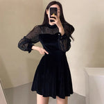 Lace Velvet Black Mini Dress