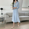 Long Sleeve Chiffon One Button Shirt Dress