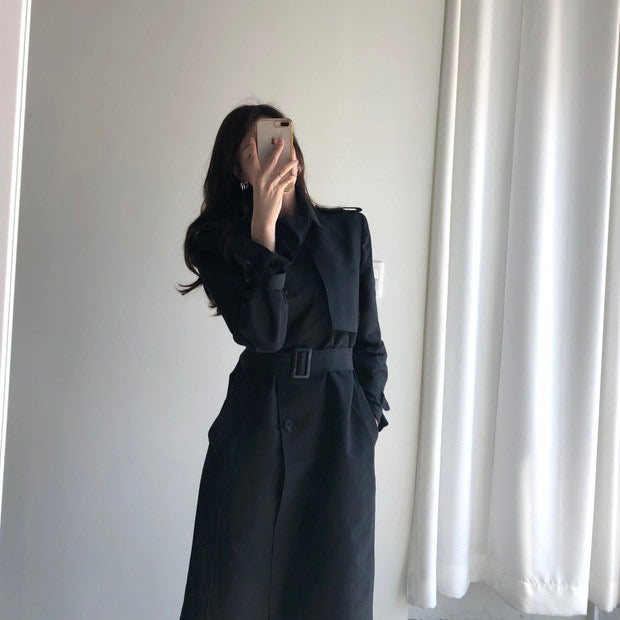 Long Double-Breasted Trench Coat