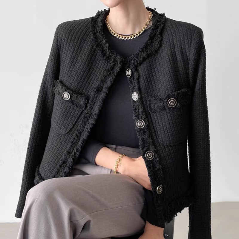 [MARITHE]★W CLASSIC ROUND NECK TWEED JACKET W CLASSIC ROUND NECK TWEED JACKET ivory - MARITHE FRANCOIS