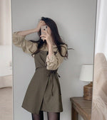 Button Up Shirt with Wrap Style Strap Dress