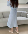 Long Sleeve Chiffon One Button Shirt Dress