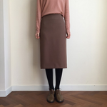 Morandi Colored V-Neck Sweater & Pencil Skirt Set