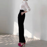 High Waist Straight Leg Dress Pants