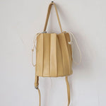 Pleated Soft Vegan Leather Basket Bag