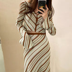 Designer Striped Knitted Dress Set