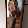 Morandi Colored V-Neck Sweater & Pencil Skirt Set