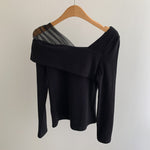 Asymmetrical Drop Shoulder Mesh Top