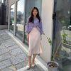 Taro High-Low Blouse with Balloon Sleeves