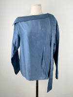 Asymmetrical Drop Shoulder Silky Blouse