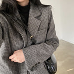 Korean Style Oversized Blazer Set in Plaids