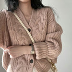 Loose Knit Braided Cable Cardigan