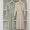 Long Sleeve Chiffon One Button Shirt Dress