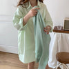 Macaron Color Boyfriend Style Button-Up Shirt with Matching Cape