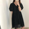 French Romance Eyelet Babydoll V-Neck Dress