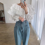 High Rise Barrel Shape Denim Jeans