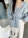 Soft Knit Designer V-Neck Side Button Sweater