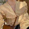 Babydoll Pleated Blouse with Oversized Collar