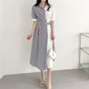 Designer Color Block Stripe Shirt Dress