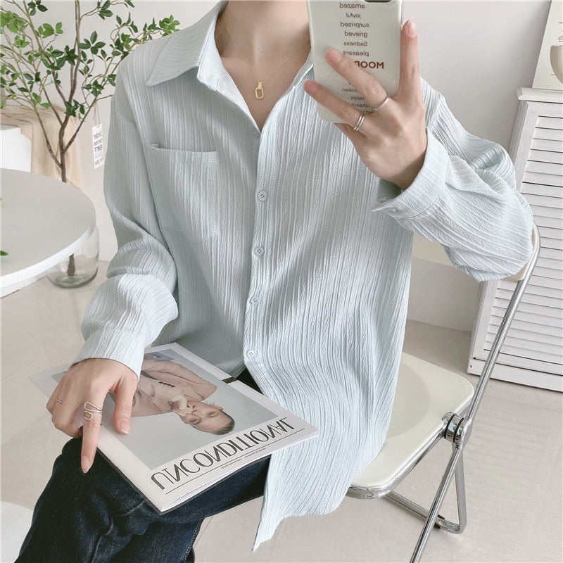 Soft Color Textured Button-Up Shirt