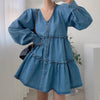 Denim Babydoll Tiered Dress