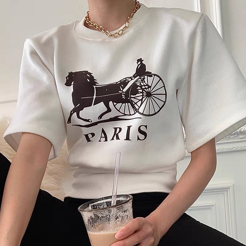 Designer Paris Print Cotton T-Shirt