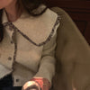 Knitted Cardigan with Oversized Collar