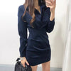 Suede Ruched Mini Shirt Dress