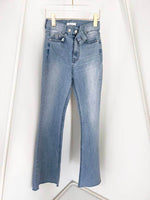 High Rise Denim Flared Leg Pants