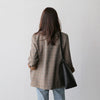 Korean Style Casual A-Line Blazer in Brown Plaids