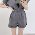 Button-Up DrawString Utility Jumpsuit