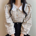 Tweed Blouse with Peter Pan Collar