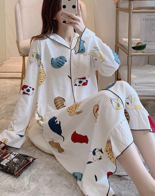 Cartoon Cats Pajama Dress