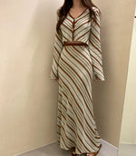 Designer Striped Knitted Dress Set