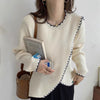 Designer Crew Neck Sweater with Contrasting Stitches