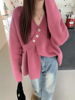 Soft Knit Designer V-Neck Side Button Sweater