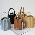 Pleated Soft Vegan Leather Basket Bag