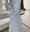 Long Sleeve Chiffon One Button Shirt Dress