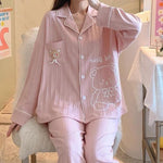 Cute Cartoon Bear Print Cotton Pajama Set