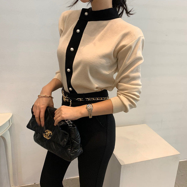 Designer Side Button Knitted Top