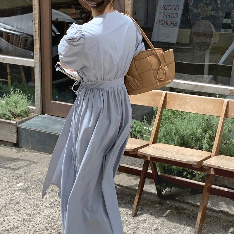 dress korean wrap Korean Style Wrap Around Dress – MyDearCloset