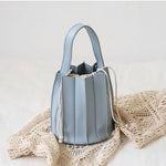 Pleated Soft Vegan Leather Basket Bag